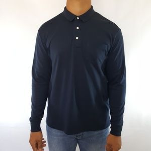Lands End Long Sleeve Polo Shirts  Navy Blue
